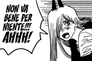 😳 Power Chainsaw Man NON VA BENE PER NIENTE!!! AHHH! Anime, Manga, Diablo, Cuernos, Demonio, Expresión, Dibujos animados whatsapp sticker