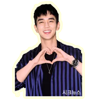 ❤️ 시크뉴스 person, heart gesture, Korean news, smiling, man, style telegram sticker