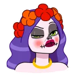 😕 tête de mort mexicaine, jour des morts, Dia de los Muertos, Catrina, couronne de fleurs, fête, culture mexicaine telegram sticker