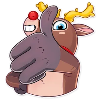 👍 rena, animal, desenho animado, natal, polegar para cima telegram sticker