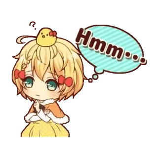 🤔 Hmm... carino, anime, chibi, pensieroso, hmm, cartone animato, espressione, kawaii whatsapp sticker