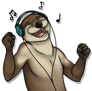 🎶 berang-berang, binatang, headphone, musik, kartun, lucu, menari whatsapp sticker