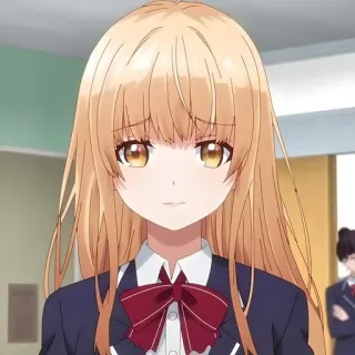 ☺️ Anime, nữ sinh, tóc dài, tóc vàng, đồng phục telegram sticker