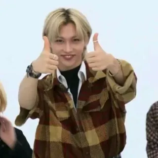 👍 thumbs up, k-pop, man, blonde, positive, approval telegram sticker