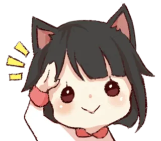 🚓 Аниме, Кошачьи ушки, Приветствие, Каваий, Мультфильм telegram sticker