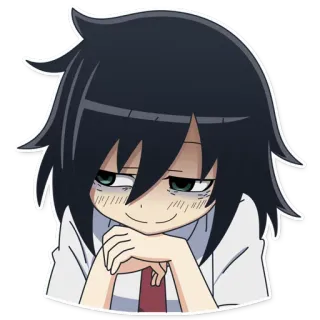 😌 Tomoko Kuroki Watamote อนิเมะ, มังงะ, ผู้หญิง, เขินอาย, ยิ้ม whatsapp sticker