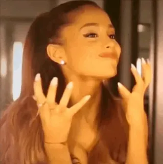 🌿 Ariana Grande Pop star, Chanteuse, Célébrité, Expression, Femme, Geste de la main whatsapp sticker