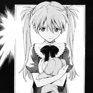 🤥 Asuka Langley Soryu Neon Genesis Evangelion Anime, Manga, Fille, Queue de cheval, Triste, Personnage telegram sticker