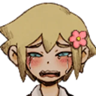 😭 Basil Omori ร้องไห้, เศร้า, อนิเมะ, ดอกไม้, อารมณ์ telegram sticker