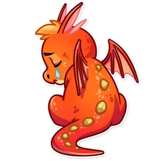 😢 dragon, triste, pleurer, mignon, dessin animé, animal, autocollant telegram sticker