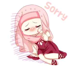 😟 Sorry Anime, Przepraszam, Kreskówka, Smutny, Łza, Dziewczyna telegram sticker