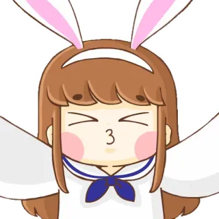 😙 konijn, meisje, anime, kawaii, schattig, sticker telegram sticker