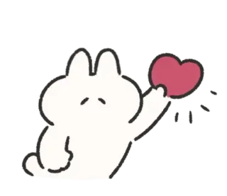 🍰 thỏ, trái tim, tình yêu, dễ thương, hoạt hình, kawaii, nhãn dán telegram sticker