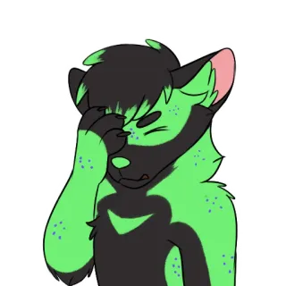 🤦‍♂️ furry, facepalm, frustrated, annoyed, green, anthropomorphic, sticker telegram sticker