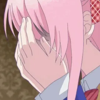 🍭 アニメ, 泣く, 悲しい, ピンク髪, 女の子 telegram sticker