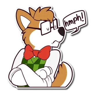 😤 hmph! perro, dibujo animado, ilustración, furry, nerd, gafas, pajarita telegram sticker