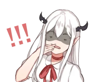 ❕ !!! anime, demon, exclamation, shocked, female, horror telegram sticker
