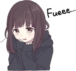 😰 Fueee... anime, chorando, triste, menina, emocional whatsapp sticker