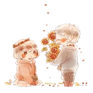 🌻 carino, bambini, girasoli, amicizia, fiori telegram sticker