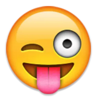 😜 Эмодзи, Подмигивающий, Язык, Смешной, Желтый, Выражение, Игривый telegram sticker