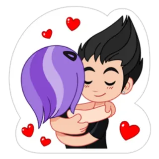 💓 Kreskówka, Miłość, Uczucie, Para, Serce, Romans, Uścisk telegram sticker