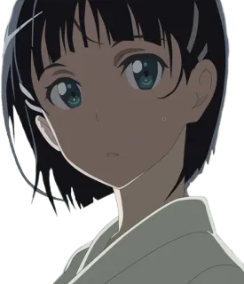 😕 Anime, Fille, Cheveux courts, Personnage whatsapp sticker