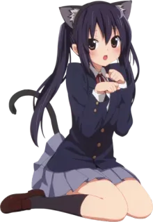 😍 Azusa Nakano K-On! Anime, Oreilles de chat, Fille, Mignon, K-On !, Azusa Nakano whatsapp sticker