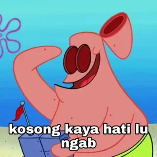 🤙 Patrick Star Spongebob Squarepants kosong kaya hati lu ngab spongebob, patrick, desenho animado, engraçado, meme, piada, humor telegram sticker