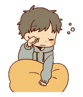💭 sonolento, cansado, desenho animado, chibi, fofo, menino telegram sticker