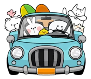 🚘 cartoon, rabbit, car, animals, cute, kawaii telegram sticker