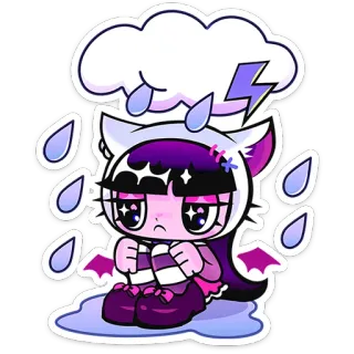 😔 lluvia, nube, triste, lindo, anime telegram sticker