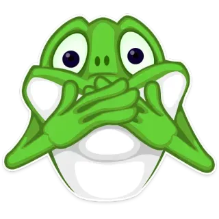 🙊 katak, kartun, emoji, hijau, kejutan, meme telegram sticker