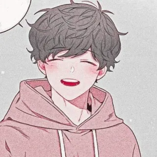 🐇 Anime, Cartone animato, Carino, Sorriso, Ragazzo, Felpa rosa whatsapp sticker