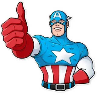 👍 Captain America Capitão América, Marvel, super-herói, quadrinhos, polegar para cima, adesivo telegram sticker