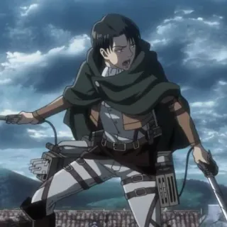 🌟 Levi Ackerman Attack on Titan attack on titan, anime, levi, ackerman, militar, espada, violência, tropa de exploração telegram sticker