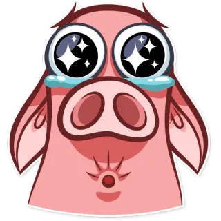 😞 Schwein, Cartoon, Sticker, Tier, süß, Augen telegram sticker