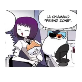 👍 LA CHIAMANO "FRIEND ZONE". strefa przyjaźni, biuro, kreskówka, anime, postacie telegram sticker