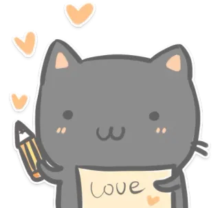 📝 Love kot, miłość, serca, słodki, kreskówka, uroczy telegram sticker