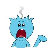 🤯 Mr. Meeseeks Rick and Morty Mr. Meeseeks, Rick y Morty, dibujos animados, animado, gracioso, azul, serie de TV telegram sticker