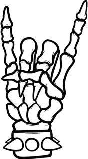 😯 Mano esqueleto, Rock on, Gesto mano, Cuernos, Rock and roll, Metal, Esqueleto, Punk telegram sticker