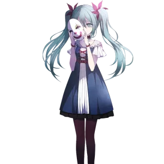 😢 Hatsune Miku Anime, Mädchen, Miku, Hatsune Miku, Clown Maske telegram sticker