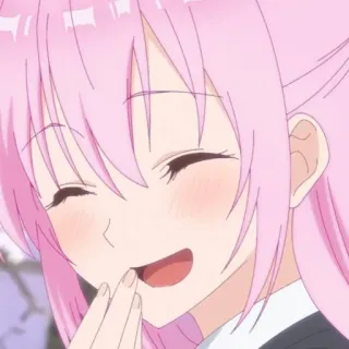 🍧 Anime, Mädchen, Pinke Haare, lächelnd, süß, fröhlich, Charakter, Manga telegram sticker