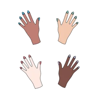👐 mãos, unhas, manicure, diversidade, amizade telegram sticker