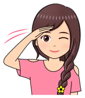 😗 saudação, menina, piscadela, cumprimento, respeito, desenho animado whatsapp sticker