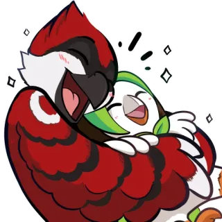 🦉 鳥, 愛, 愛情, ハグ, カージナル, かわいい, カワイイ telegram sticker