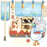 🚌 Mops, Hund, süß, Tier, Haustier, Cartoon telegram sticker