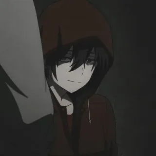 🖇 anime, boy, hoodie, dark, sad, monochrome telegram sticker