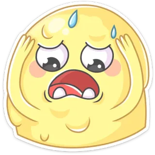 😱 emoji, worried, cartoon, anxious, sweaty, illustration whatsapp sticker