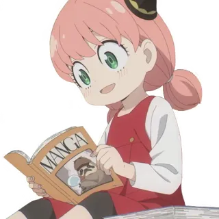 ☺ Anya Forger Spy × Family MANGA anime, manga, spy family, anya, imut, cewek, membaca whatsapp sticker