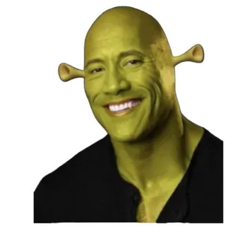 😁 shrek, dwayne johnson, the rock, mème, drôle, ogre, parodie whatsapp sticker